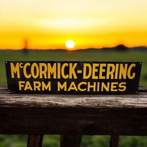 McCormick-Deering Farm Machines Embossed VTG Tin Metal Tractor Sign 23.8" x 5.5"